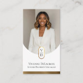 Luxury Modern Gold Arch Monogram Real Estate Photo Visitekaartje (Voorkant)
