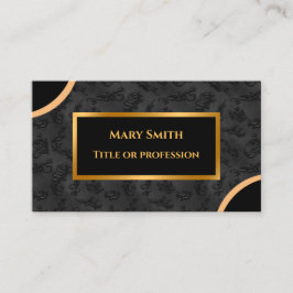 Luxury Modern Gold Black Damask Visitekaartje