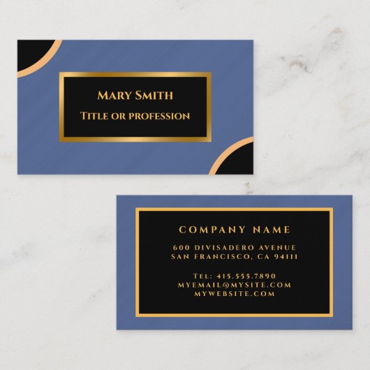 Luxury Modern Gold Blue Marble Visitekaartje (Voorkant / Achterkant)