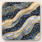 Luxury, Modern, Gold Blue Pattern Bier Onderzetter (Voorkant)