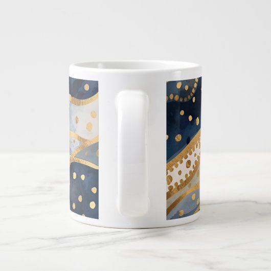 Luxury, Modern, Gold Blue Pattern, Grote Koffiekop (Achterkant)