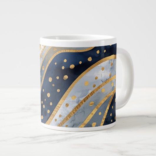Luxury, Modern, Gold Blue Pattern, Grote Koffiekop (Voorkant rechts)