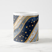 Luxury, Modern, Gold Blue Pattern, Grote Koffiekop (Voorkant)
