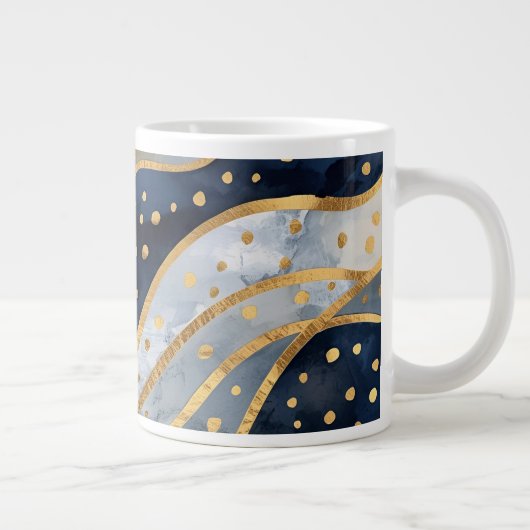 Luxury, Modern, Gold Blue Pattern, Grote Koffiekop (Rechts)
