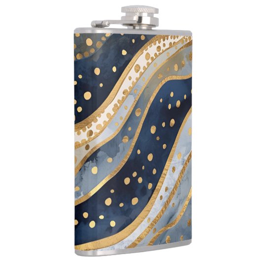 Luxury, Modern, Gold Blue Pattern, Heupfles (Rechts)