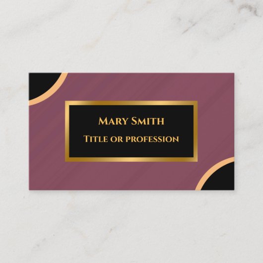 Luxury Modern Gold Burgundy Marble Visitekaartje (Voorkant)