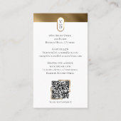 Luxury Modern Gold Monogram Hair Stylist Salon Visitekaartje (Achterkant)