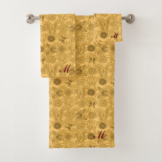 Luxury Modern Gold Natural Floral Butterfly Bad Handdoek (Insitu)