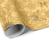 Luxury Modern Gold Natural Floral Butterfly Cadeaupapier (Rol Hoek)