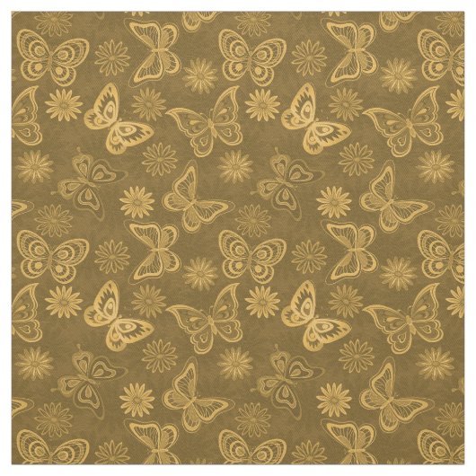 Luxury Modern Gold Natural Floral Butterfly Stof (Swatch)