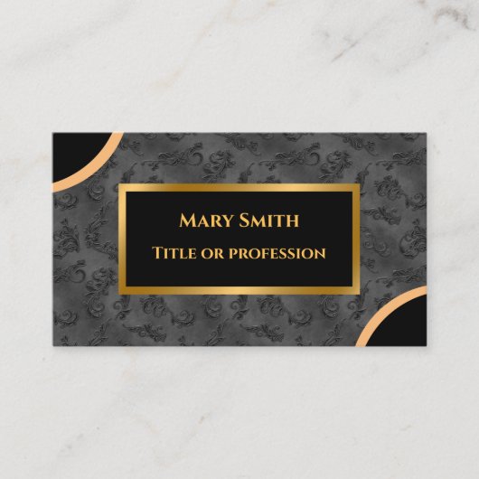 Luxury Modern Gold Silver Damask Visitekaartje (Voorkant)
