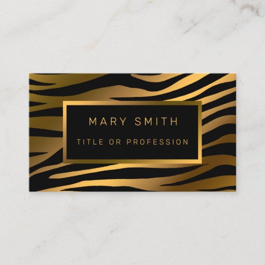 Luxury Modern Gold Tiger voegt Jouw tekst toe Visitekaartje (Voorkant)
