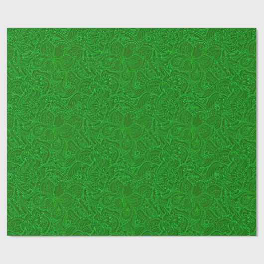 Luxury Modern Green Natural Floral Butterfly Cadeaupapier (Vlak)