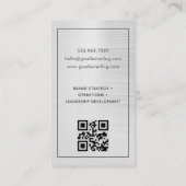 Luxury Modern Metallic Monogram QR Code Visitekaartje (Achterkant)