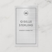 Luxury Modern Metallic Monogram QR Code Visitekaartje (Voorkant)