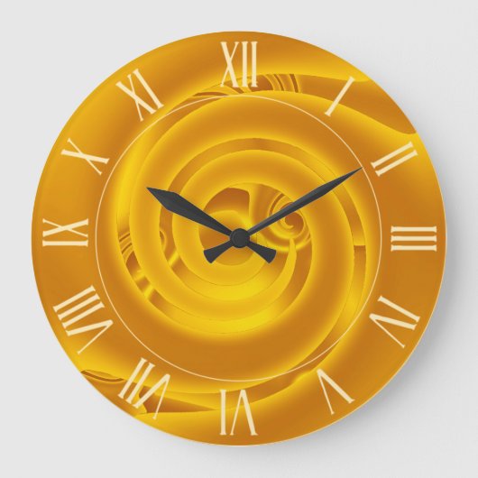 Luxury modern Neon Gold Abstract Floral Roos Grote Klok (Voorkant)