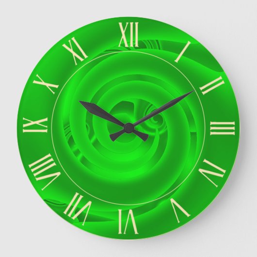 Luxury Modern Neon Green Abstract Floral Roos Grote Klok (Voorkant)