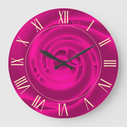 Luxury modern Neon Pink Abstract Floral Roos Grote Klok (Voorkant)