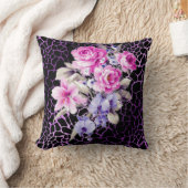 Luxury modern Paars zwart Roos Tigar Kussen (Deken)