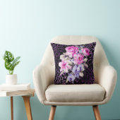 Luxury modern Paars zwart Roos Tigar Kussen (Stoel)