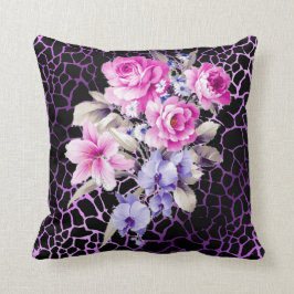 Luxury modern Paars zwart Roos Tigar Kussen