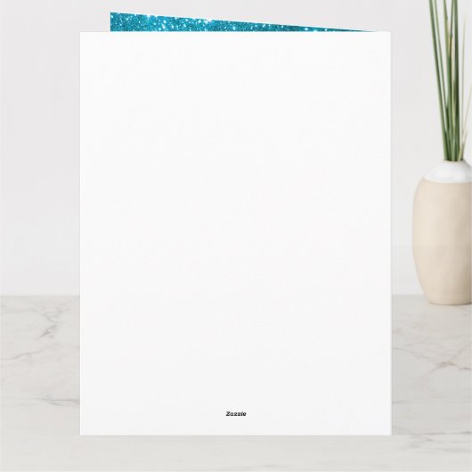 Luxury Modern past blauwe glitter aan Kaart (Achterkant)