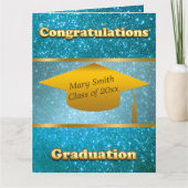 Luxury Modern past blauwe glitter aan Kaart (Voorkant)