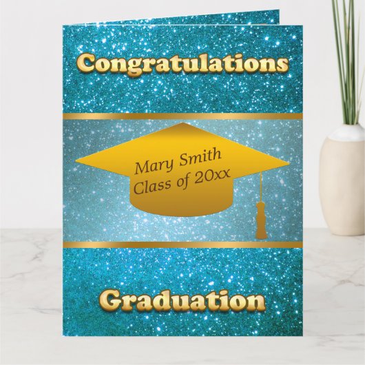 Luxury Modern past blauwe glitter aan Kaart (Voorkant)