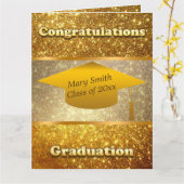 Luxury Modern past Gold Glitter aan Kaart (Gele Bloem)