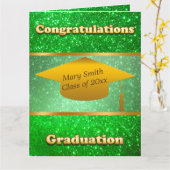 Luxury Modern past groene glitter aan Kaart (Gele Bloem)