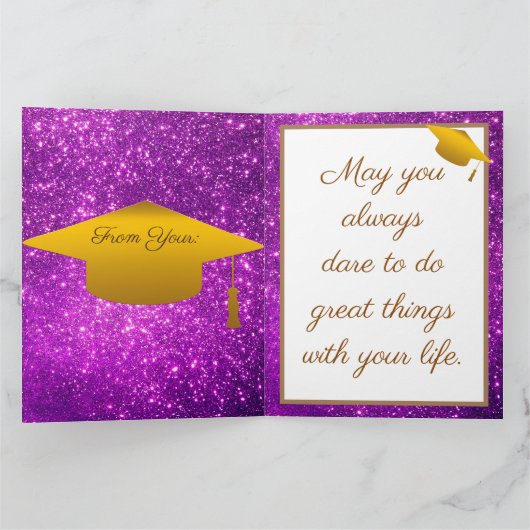 Luxury Modern past Paarse glitter aan Kaart (Binnen)