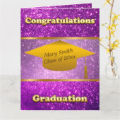 Luxury Modern past Paarse glitter aan Kaart (Gele Bloem)