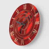 Luxury Modern Red Abstract Floral Roos Grote Klok (Hoek)