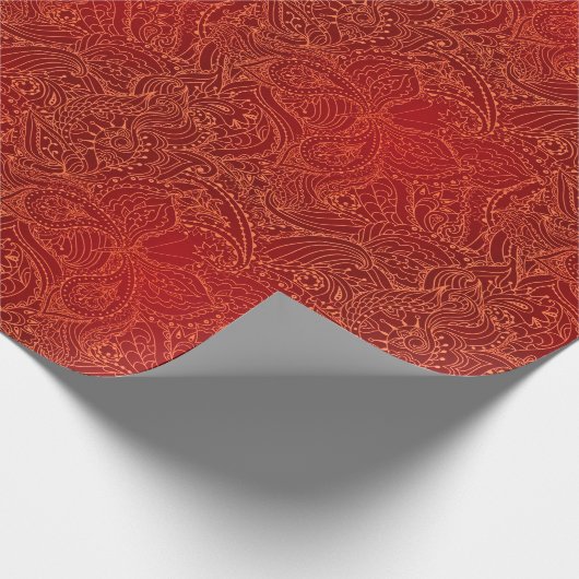 Luxury Modern Red Natural Floral Butterfly Cadeaupapier (Hoek)