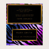 Luxury Modern Silver Paarse Tiger voegt Jouw tekst Visitekaartje (Buitenkant ongevouwen)