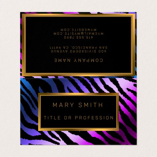 Luxury Modern Silver Paarse Tiger voegt Jouw tekst Visitekaartje (Buitenkant ongevouwen)