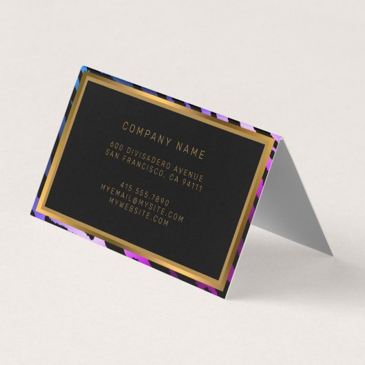 Luxury Modern Silver Paarse Tiger voegt Jouw tekst Visitekaartje (Achterkant)