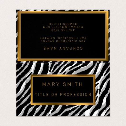 Luxury Modern Silver Tiger voegt Jouw tekst toe Visitekaartje (Buitenkant ongevouwen)