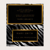 Luxury Modern Silver Tiger voegt Jouw tekst toe Visitekaartje (Buitenkant ongevouwen)