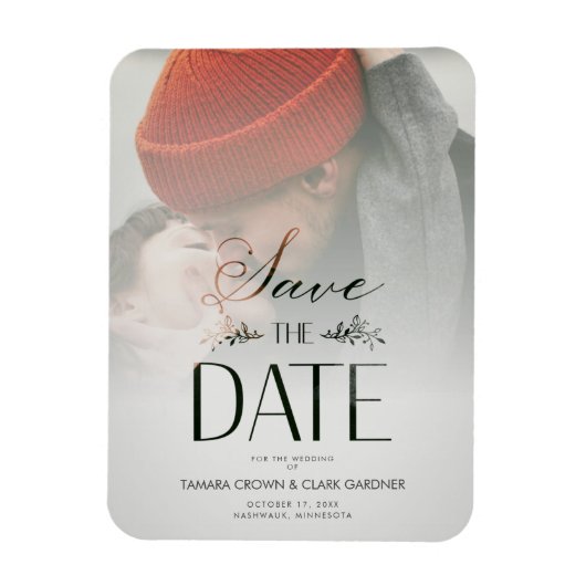 Luxury Modern Transparant Wedding Photo Script Magneet (Verticaal)