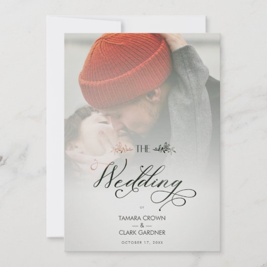 Luxury Modern Transparency Wedding Photo Script Kaart (Voorkant)