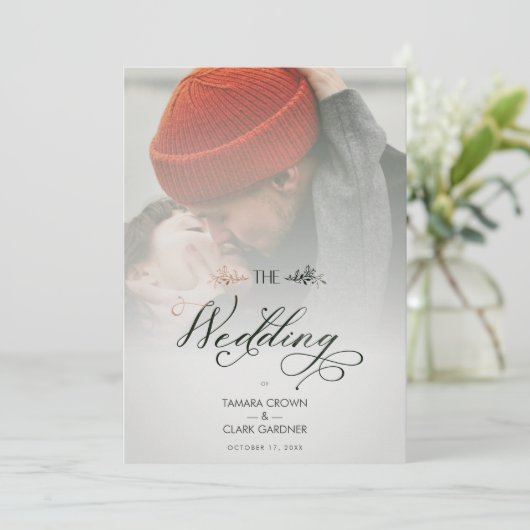 Luxury Modern Transparency Wedding Photo Script Kaart (Staand voorkant)