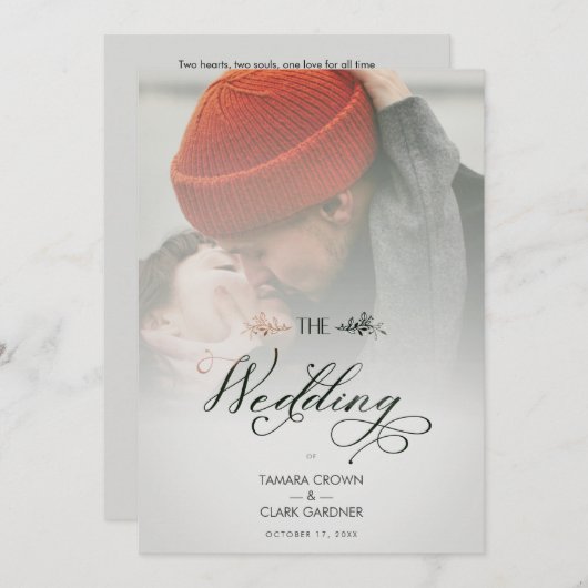 Luxury Modern Transparency Wedding Photo Script Kaart (Voorkant / Achterkant)
