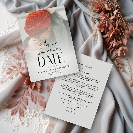 Luxury Modern Transparency Wedding Photo Script Save The Date