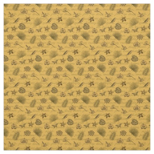 Luxury Modern Tropical Gold Natural Butterfly Stof (Swatch)