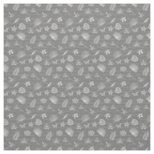 Luxury Modern Tropical Silver Natural Butterfly Stof (Swatch)