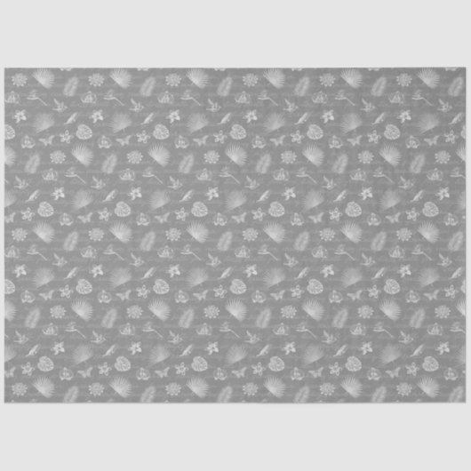 Luxury Modern Tropical Silver Natural Butterfly Tissuepapier (Voorkant)