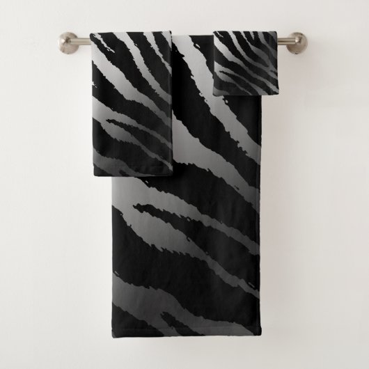 Luxury Modern Zebra Silver Black Line Bad Handdoek (Insitu)