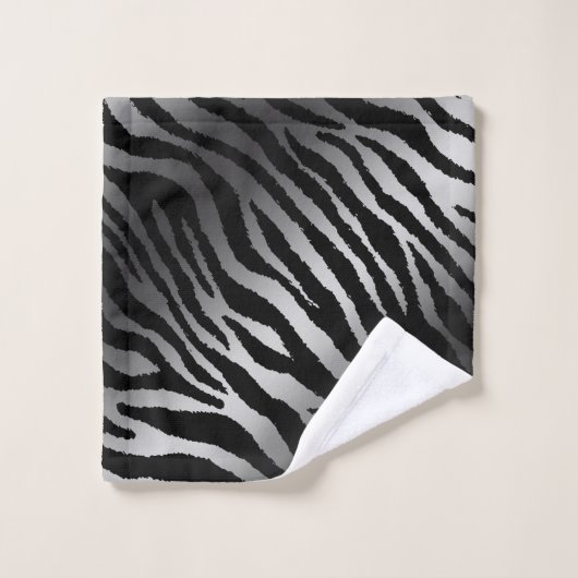 Luxury Modern Zebra Silver Black Line Bad Handdoek (Wasdoekje)