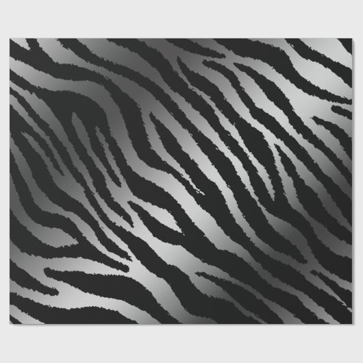 Luxury Modern Zebra Silver Black Line Cadeaupapier (Vlak)
